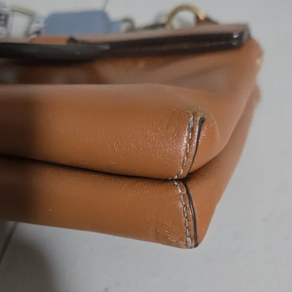 Tory Burch Cuoio Miller Tan Crossbody Bag with Replaced Patterned Strap - Picture 12 of 16